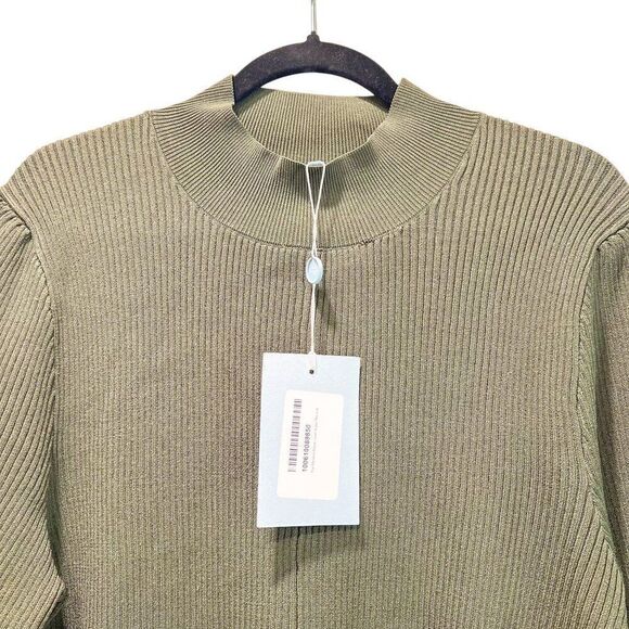 NWT! Hill House The Mariana Dress Rib Knit in Leaf Green Long Sleeve Size XXL - Picture 6 of 9